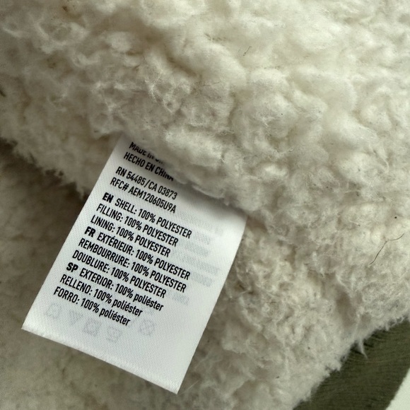 EUC American Eagle Green Satin Sherpa Fur Lined Hooded Puffer Bomber Jacket - Picture 12 of 12